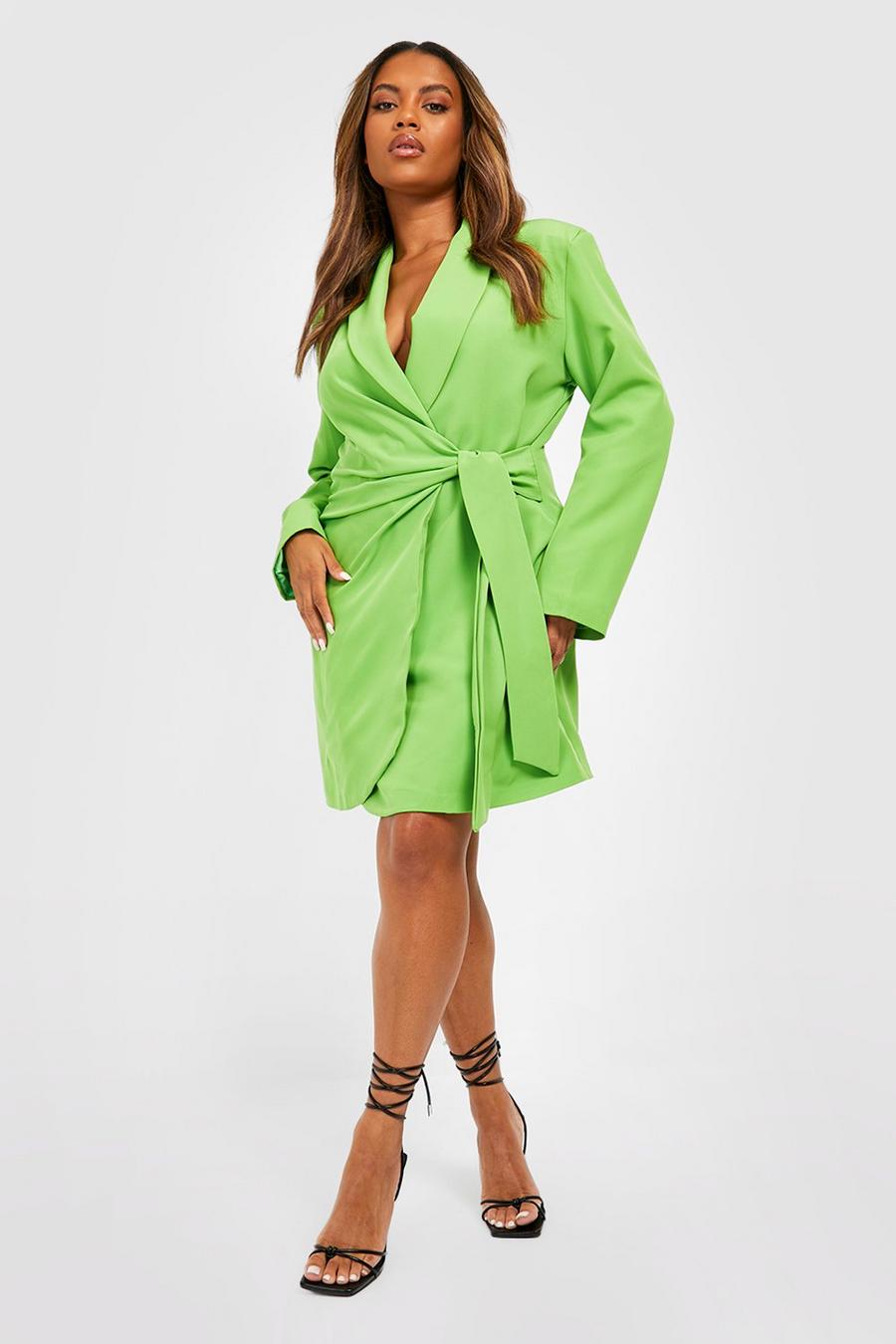 Apple green Plus Wrap Belted Blazer Dress image number 1