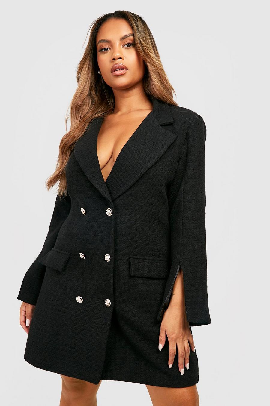 Black Plus Boucle Double Breasted Blazer Dress image number 1