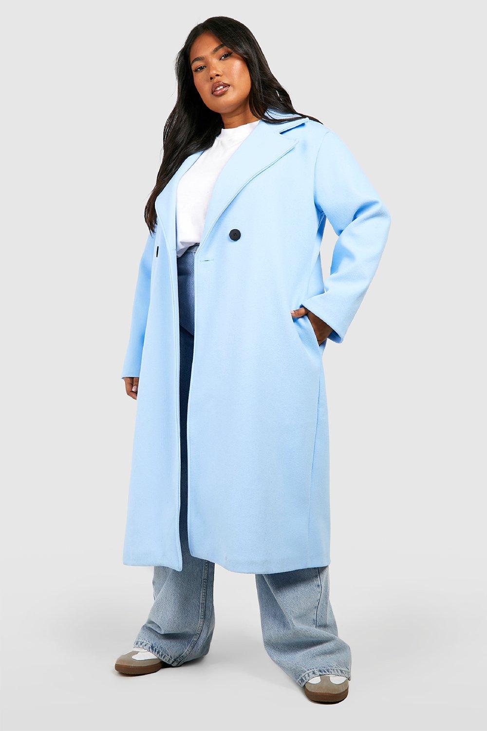 Light blue 2025 long wool coat