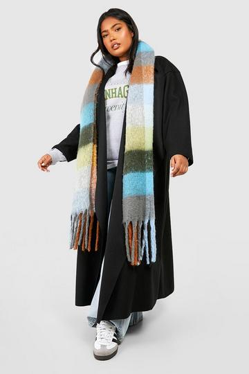 Black Plus Wool Look Waterfall Coat