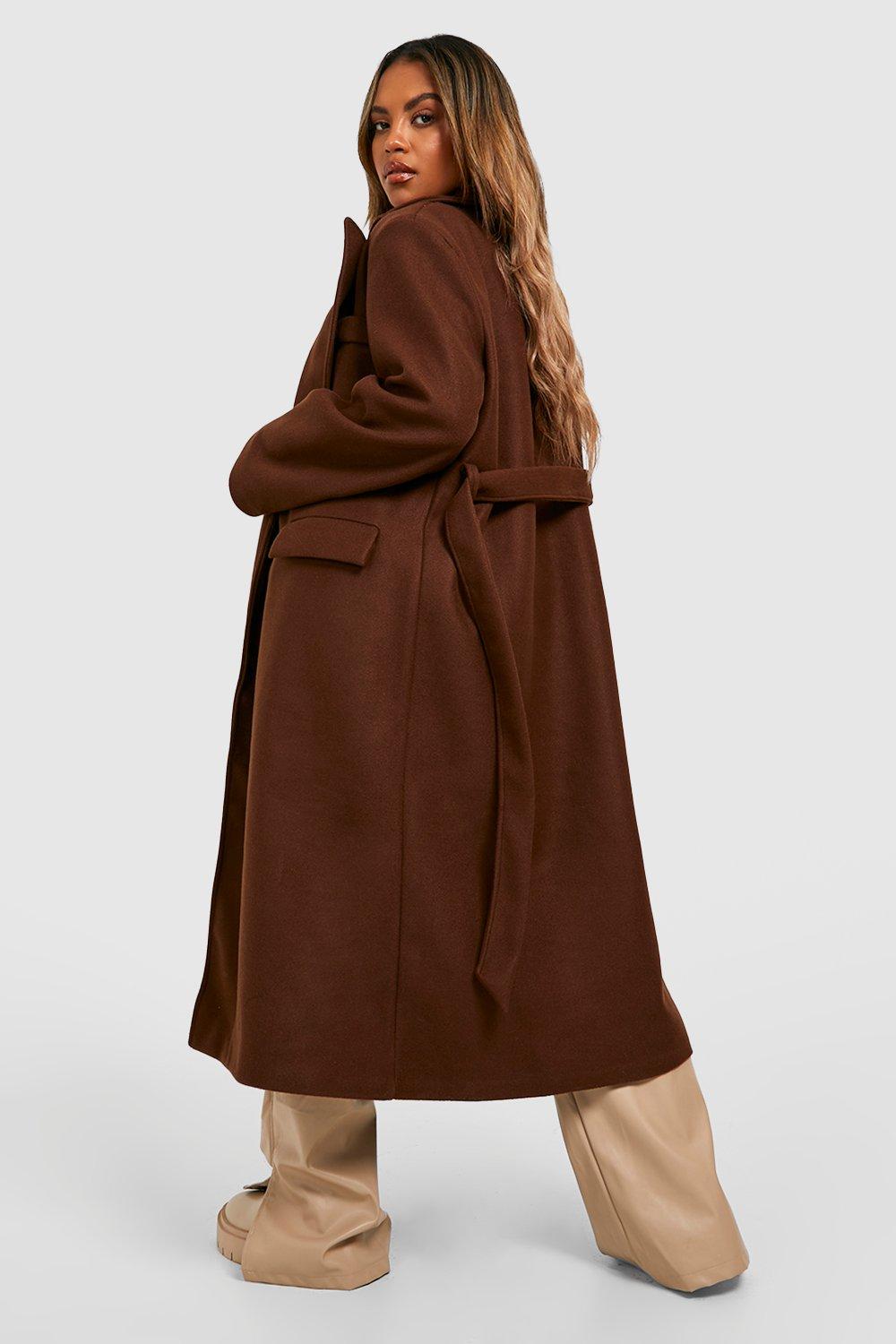 Plus Belted Wool Look Coat