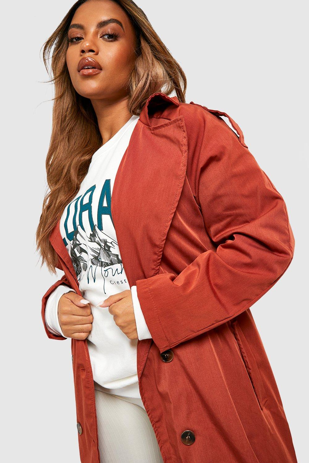 Women's plus size clearance red trench coat