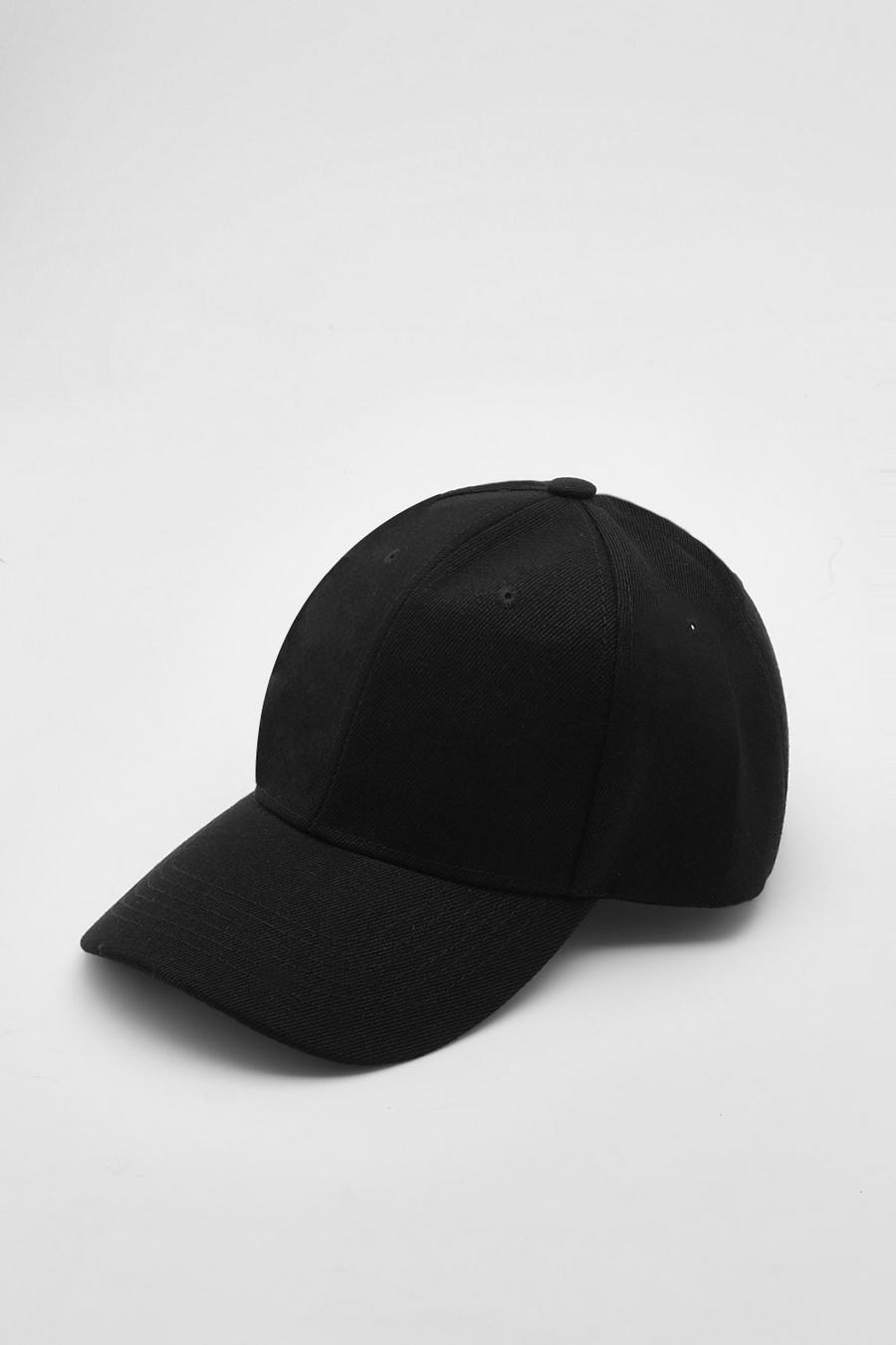 Cappello da baseball in tinta unita nero, Black image number 1