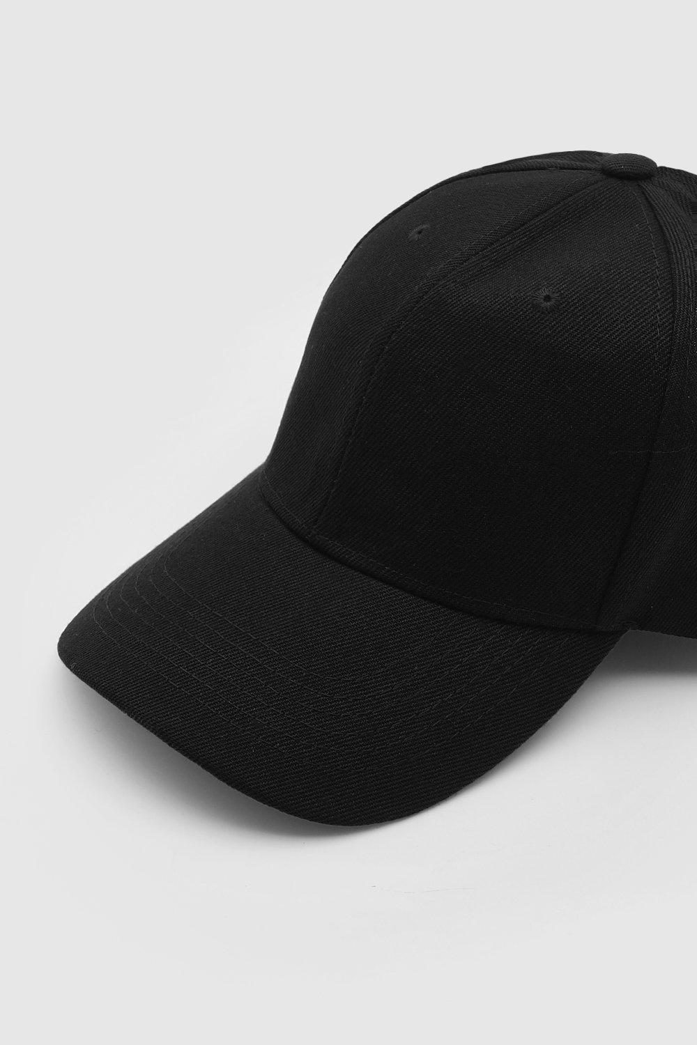 Black Plain Baseball Cap boohoo