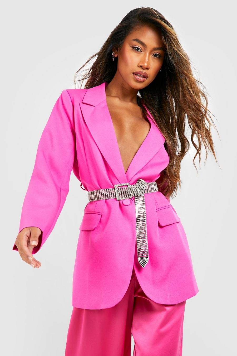Blazer de costume à ceinture, Hot pink image number 1