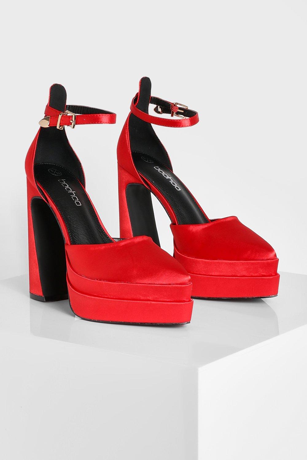 red platforms heels