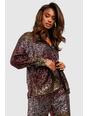 Chocolate Ombre Tonal Sequin Relaxed Fit Shirt 