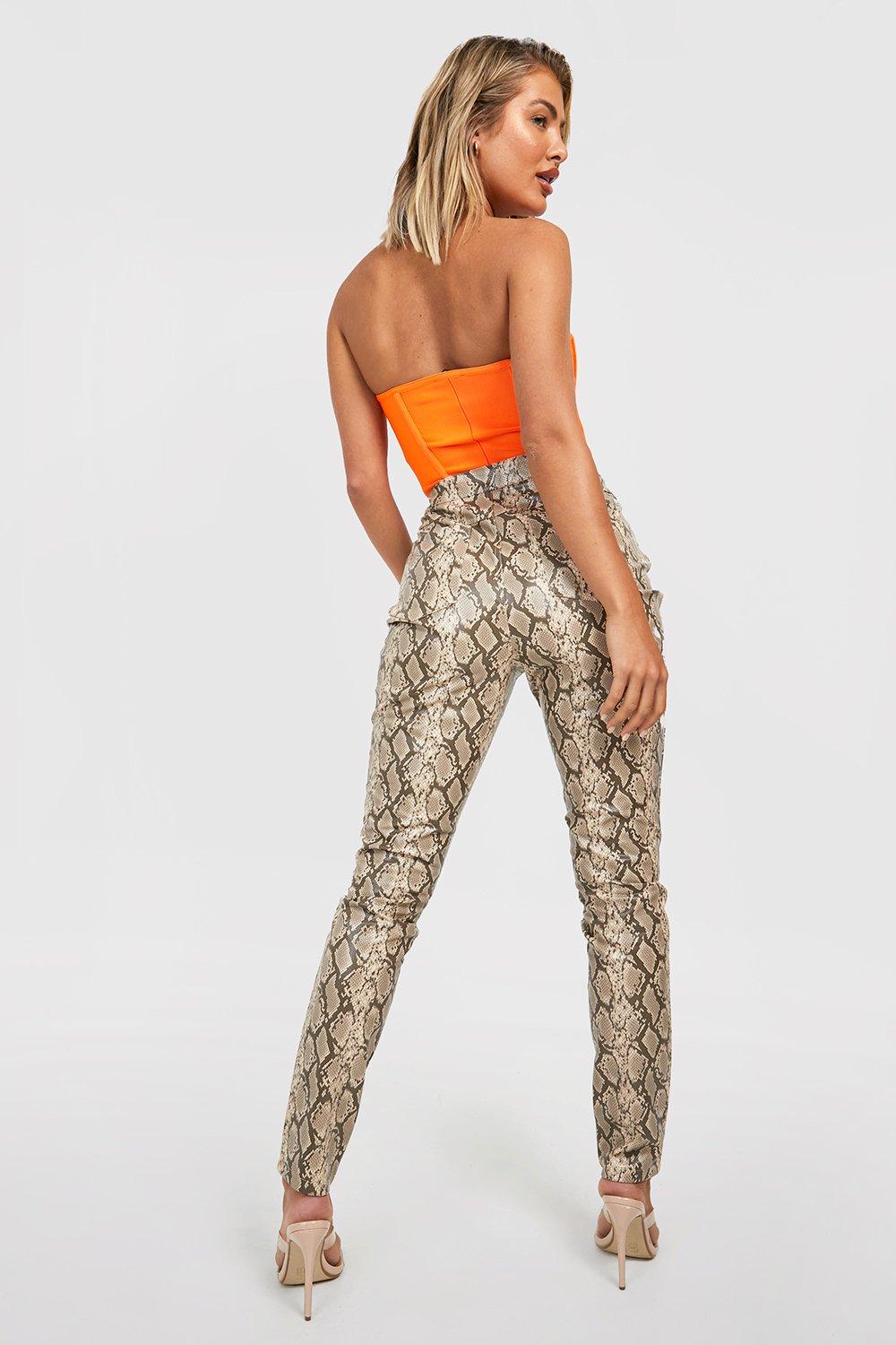 Leather snake hot sale print pants