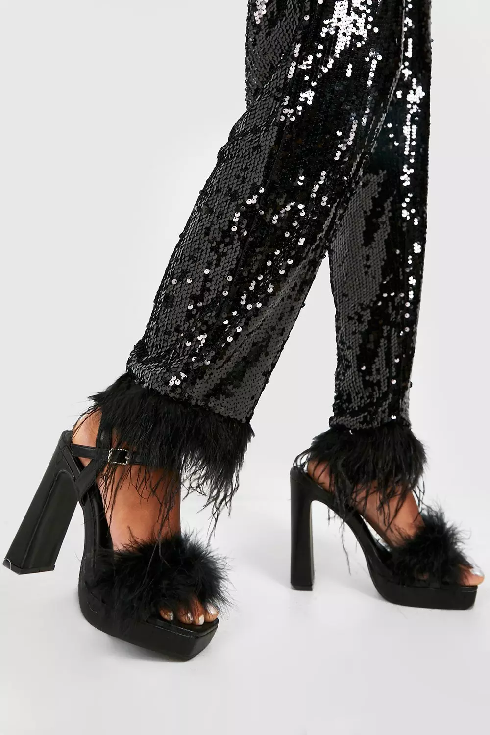Black Feather Two Part Platform Heel  alternative image