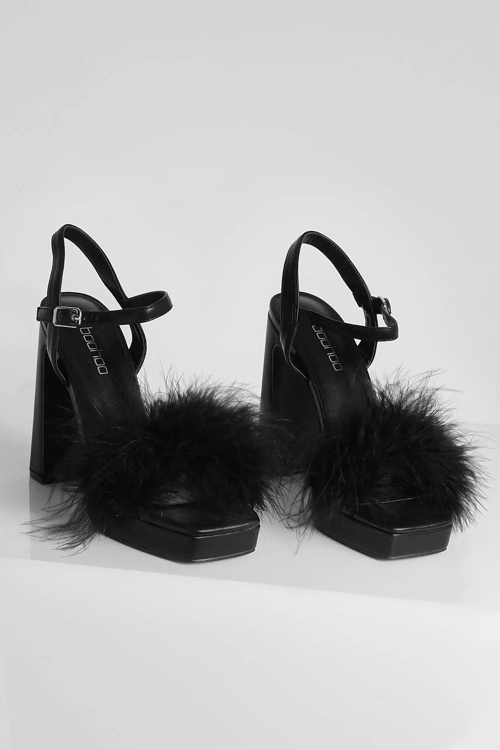 Black Feather Two Part Platform Heel  alternative image