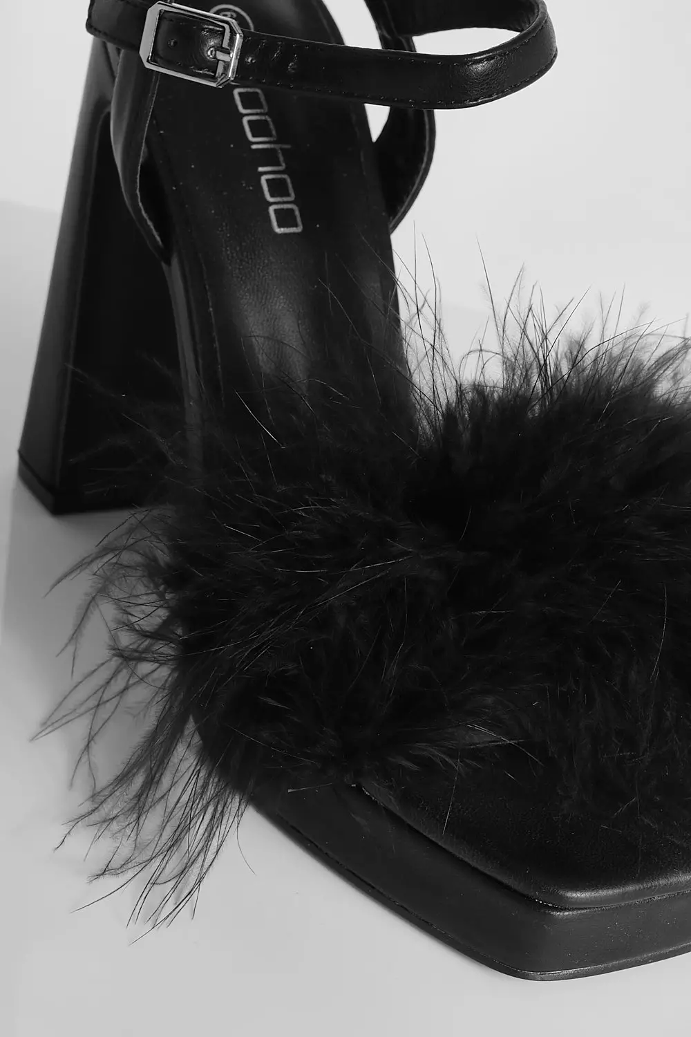 Black Feather Two Part Platform Heel  alternative image