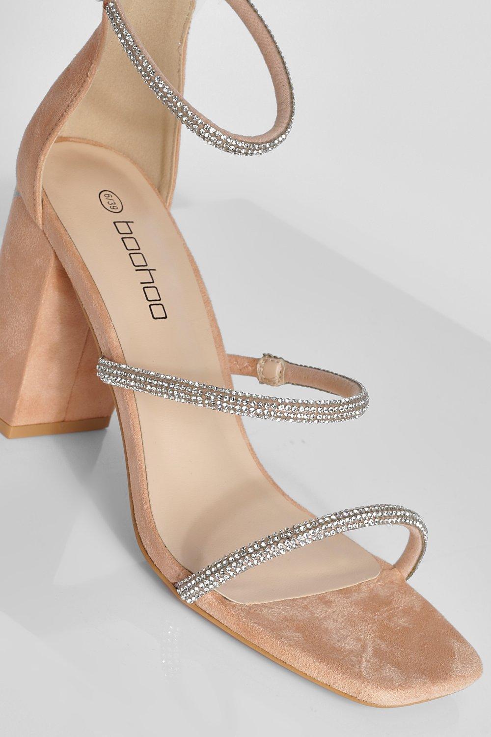 Block heels with rhinestones best sale