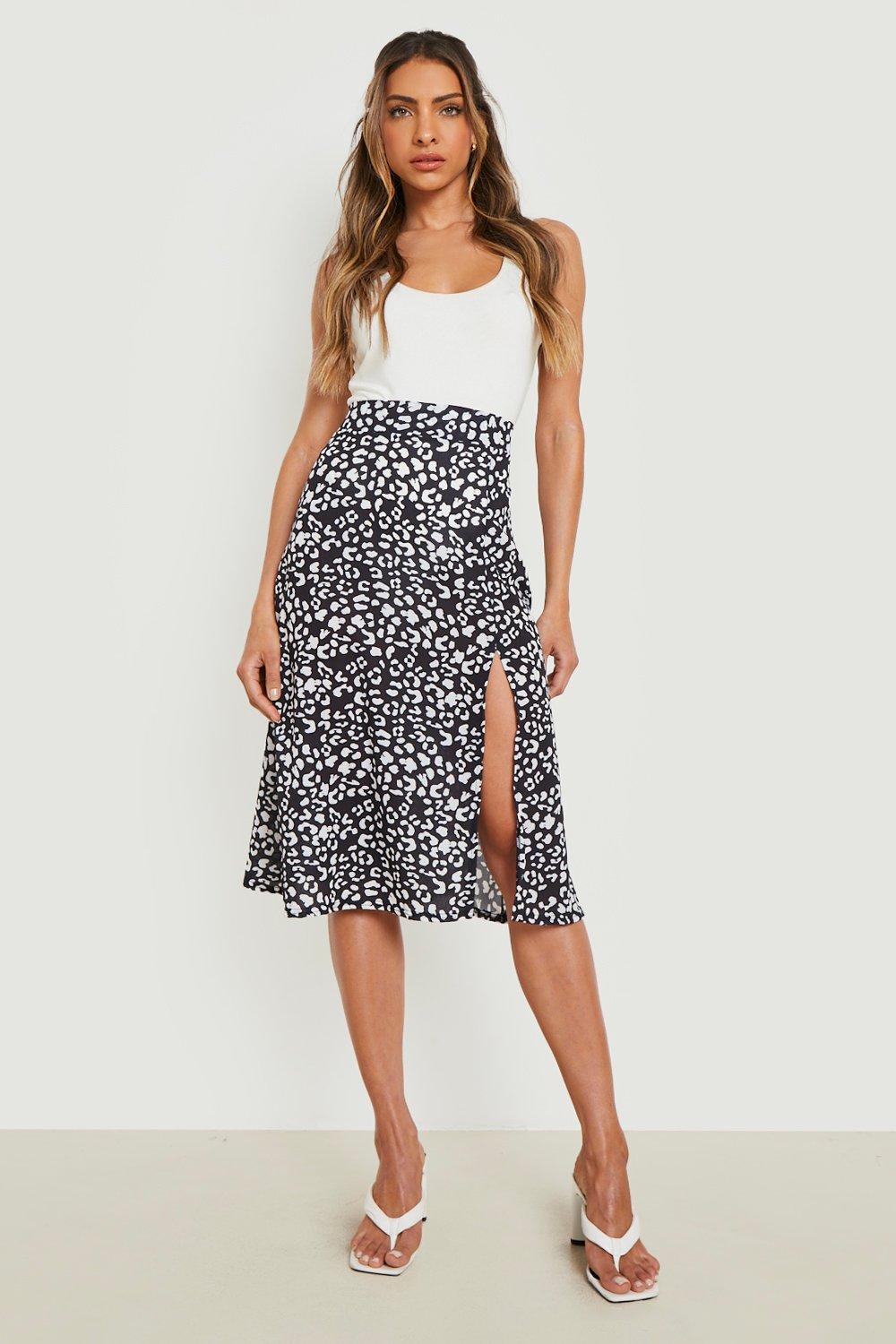 Leopard print midi skirt boohoo best sale