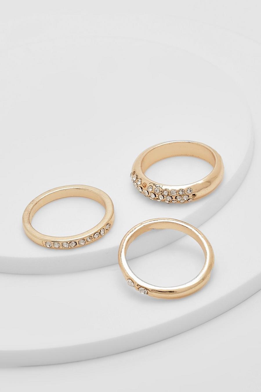 Gold Pave Multi Pack Of Rings image number 1
