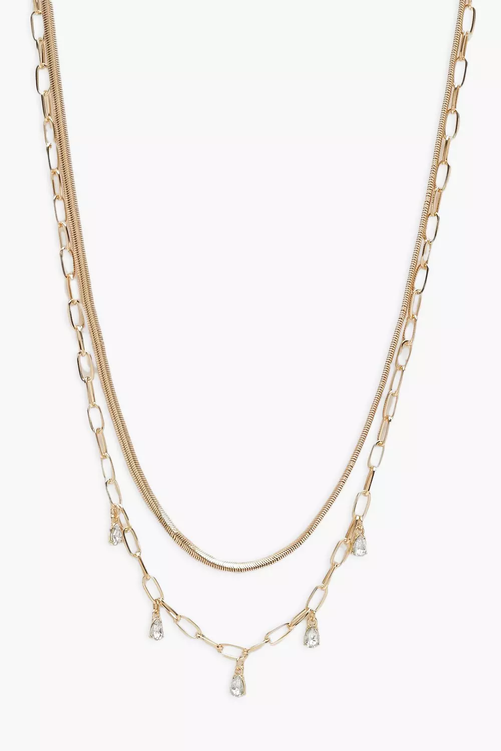 Gold Droplet And Snake Double Row Necklace alternative image