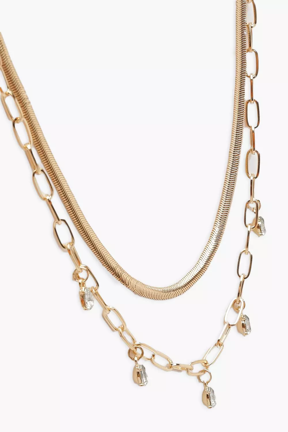 Gold Droplet And Snake Double Row Necklace alternative image