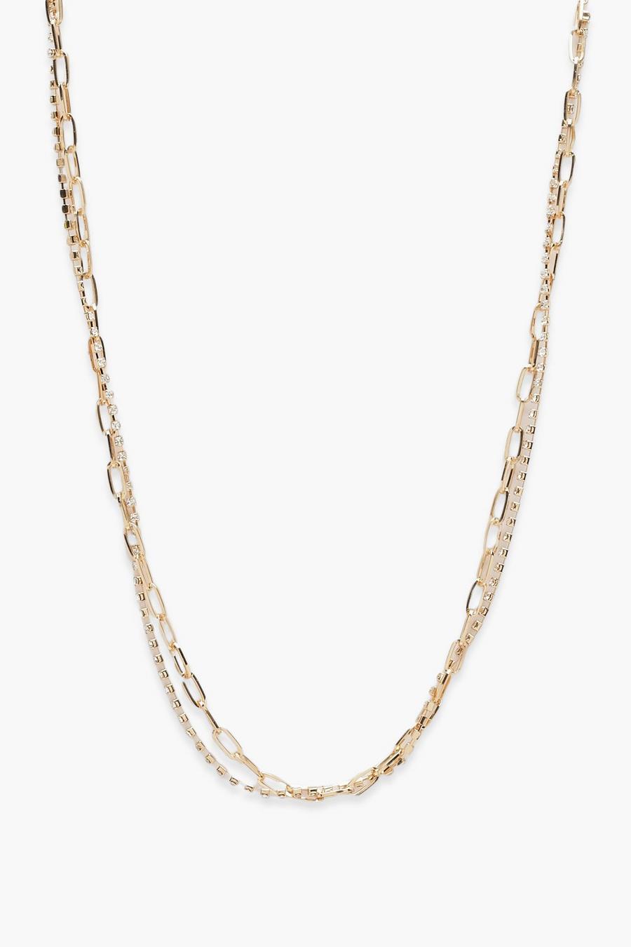 Gold Tennis And Chain Intertwined Necklace image number 1