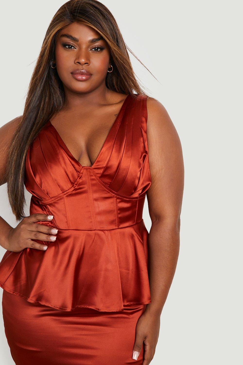 Plus size 2025 red corset dress