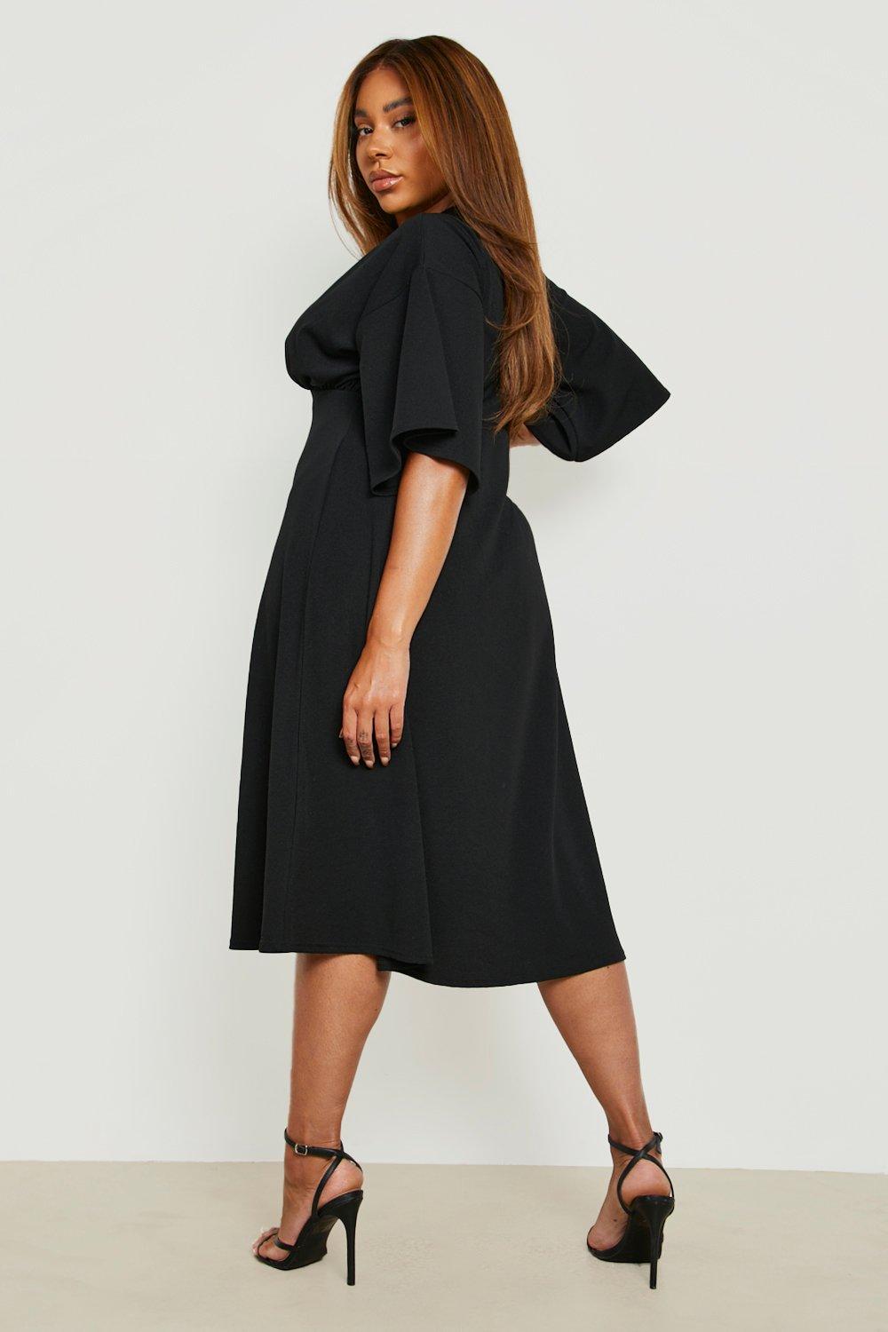 Boohoo black button clearance dress