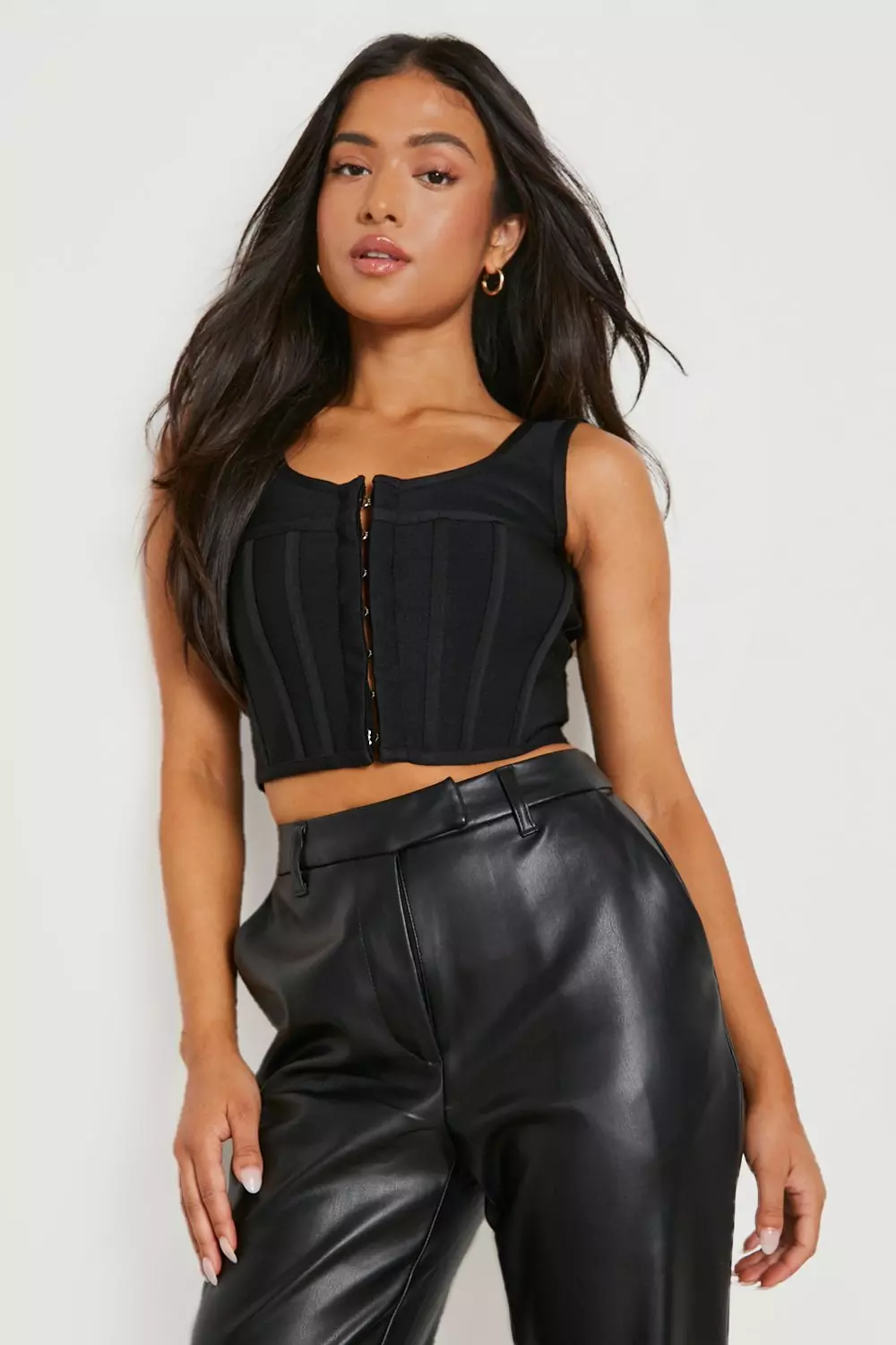 Petite Satin Hook And Eye Corset Top