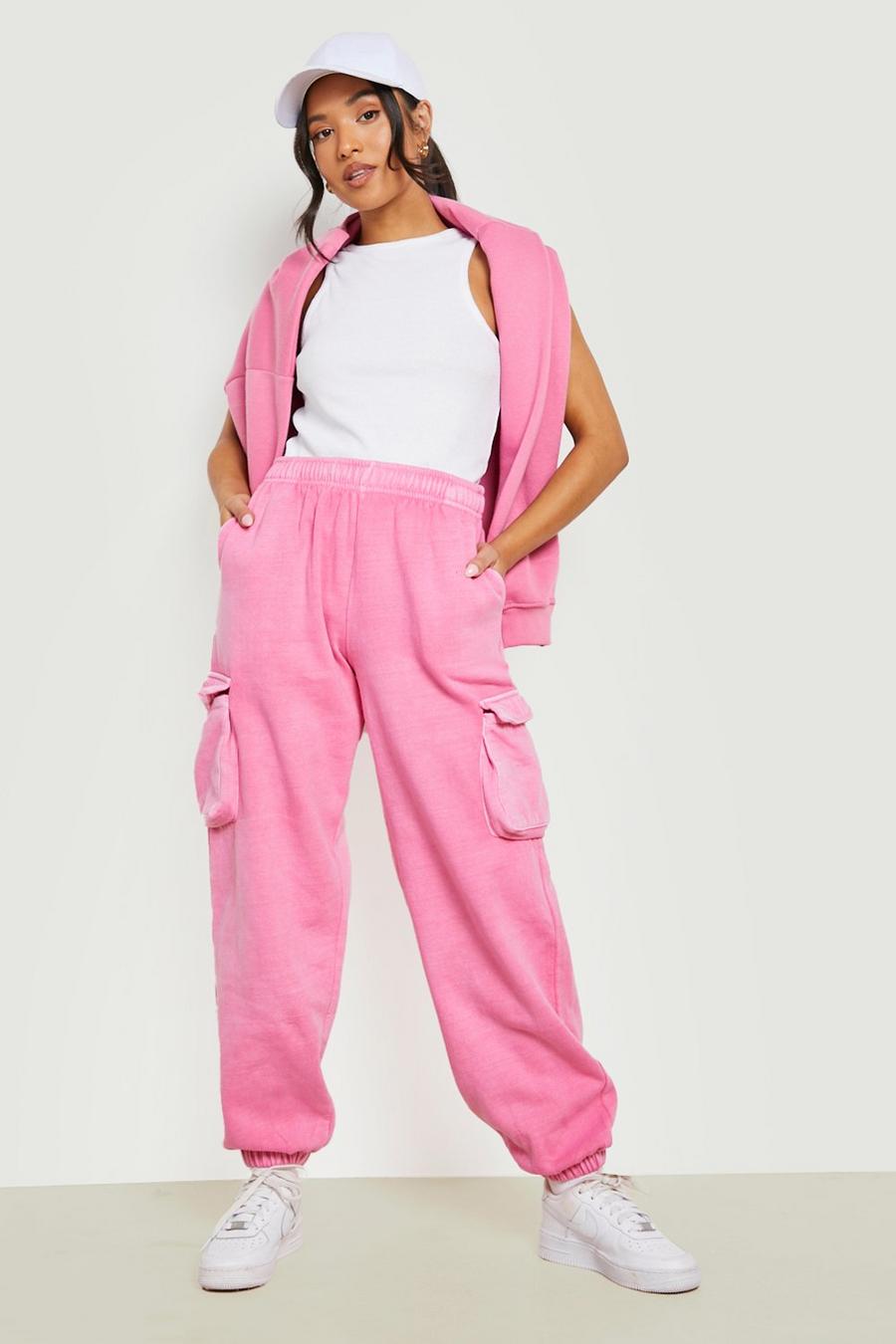 Pantalón deportivo Petite cargo con bolsillos, Hot pink rosa