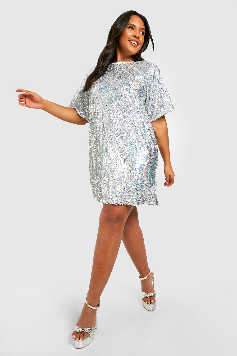 Plus size sequin shift dress hotsell