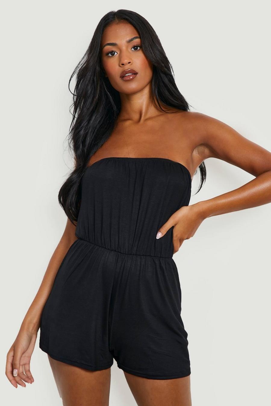 Black Tall Jersey Bandeau Beach Playsuit image number 1