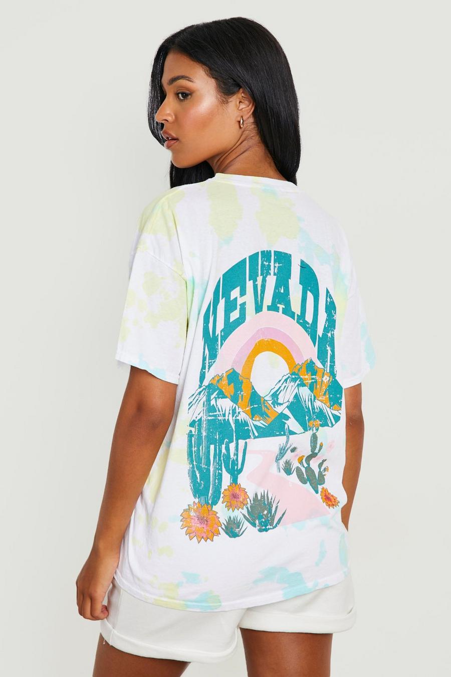 Camiseta Tall con desteñido anudado y estampado de Nevada en la espalda, Lemon image number 1