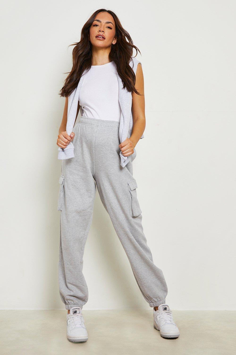 ASOS DESIGN Petite oversized jogger with pintuck in grey marl