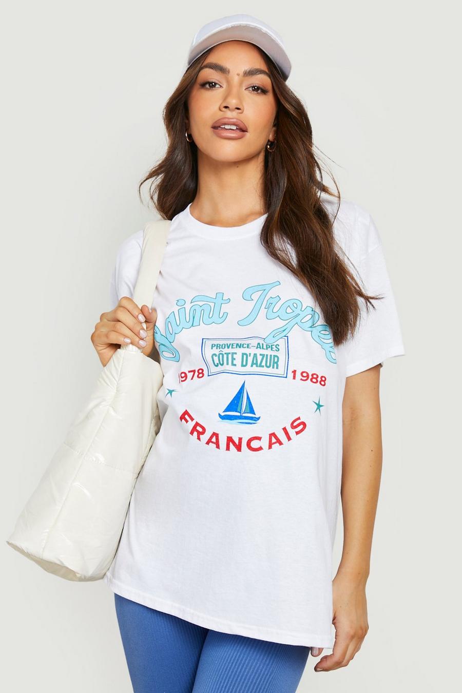 Camiseta Premamá con estampado de Saint Tropez, White blanco image number 1