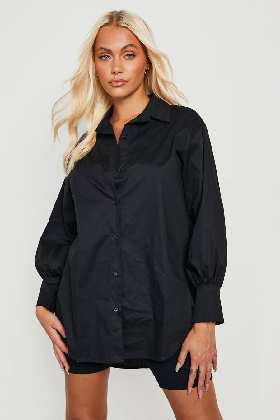 Oversize Hemd aus Baumwolle, Black schwarz
