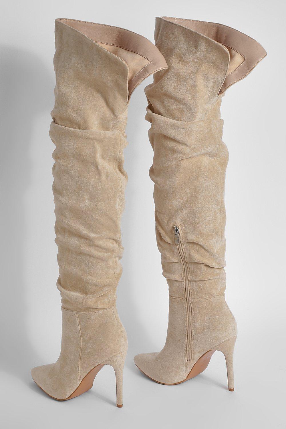 Thigh high beige on sale boots