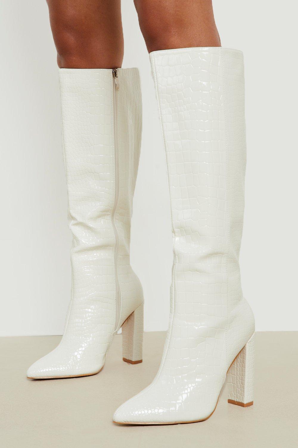 Cream knee store high boots uk