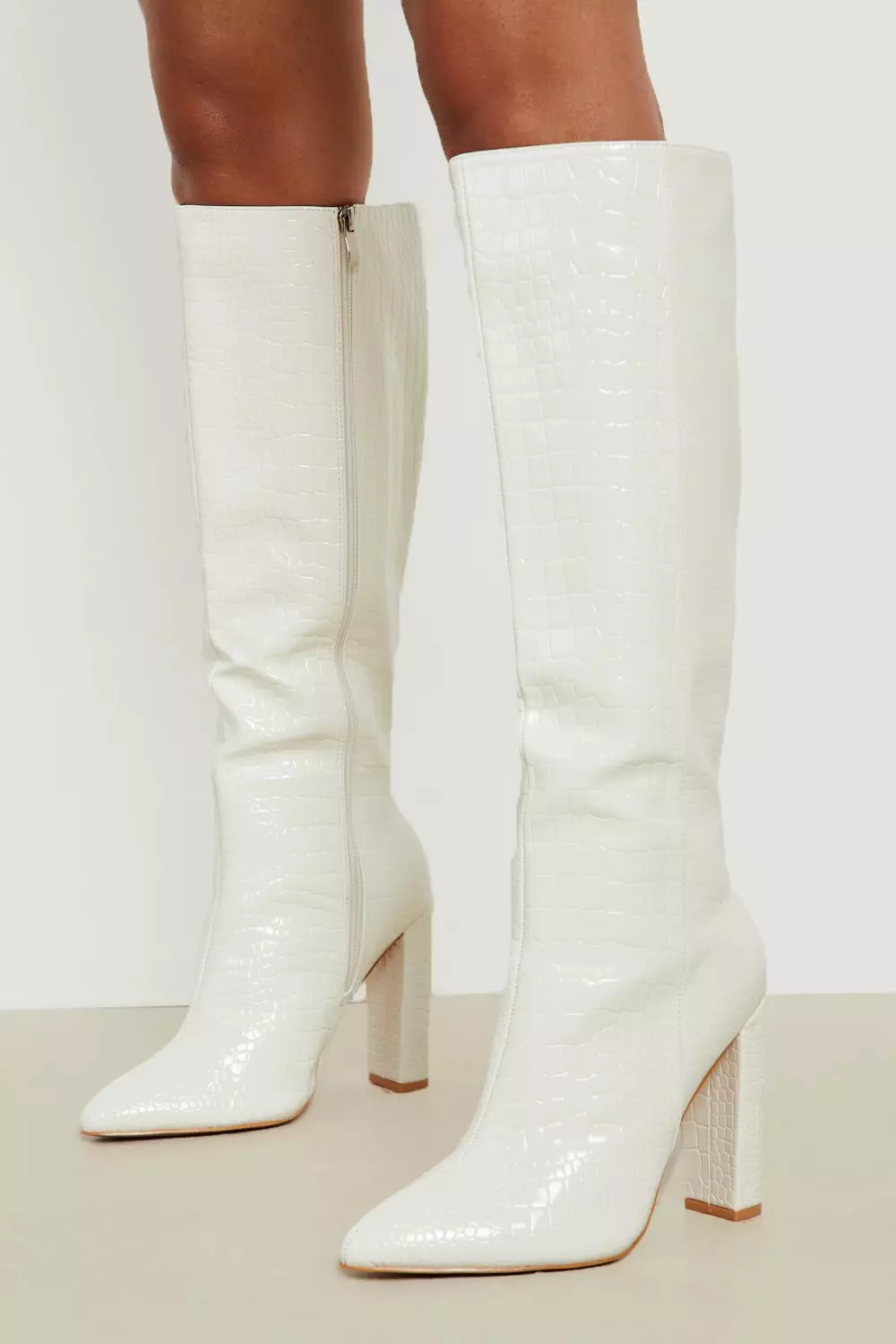 Wide fit knee high heeled sale boots