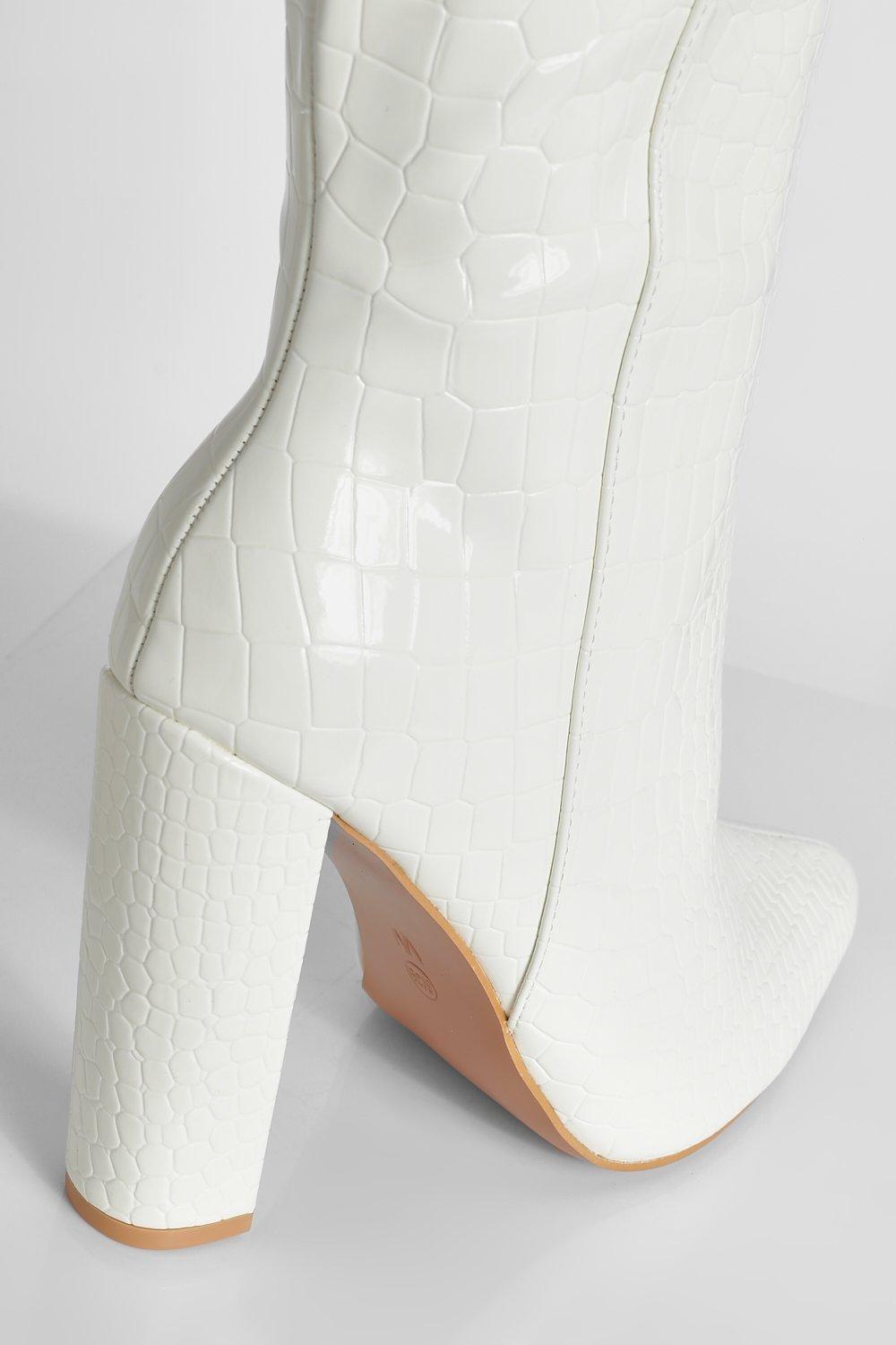 Cream high hot sale heel boots