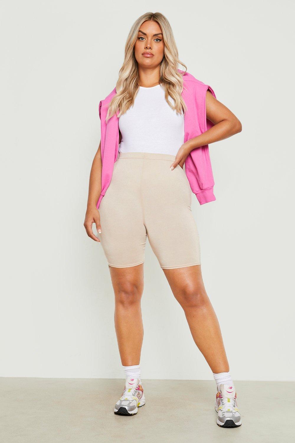 Plus Honeycomb High Waisted Biker Shorts