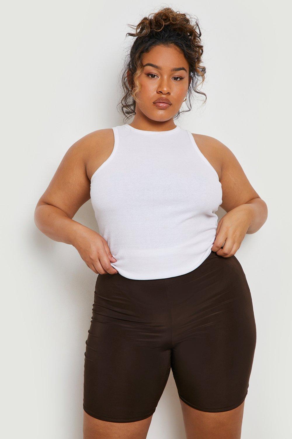 Plus size white cycling shorts on sale