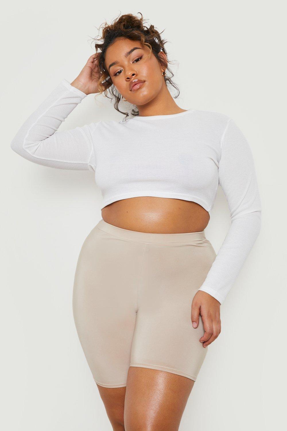 White plus size biker on sale shorts