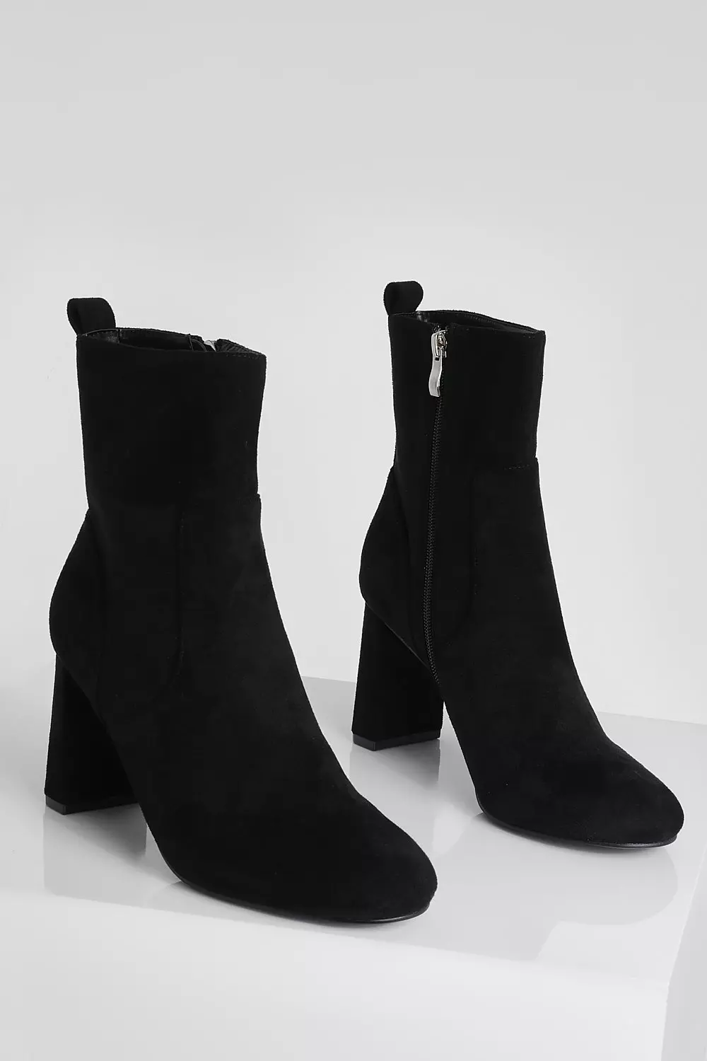 Black Flat Heel Round Toe Ankle Boot alternative image