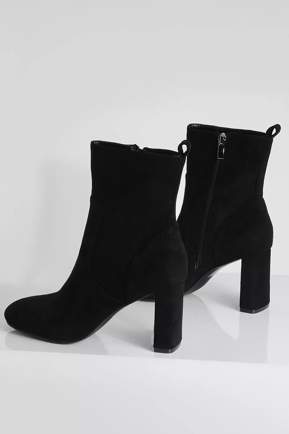 Black Flat Heel Round Toe Ankle Boot alternative image