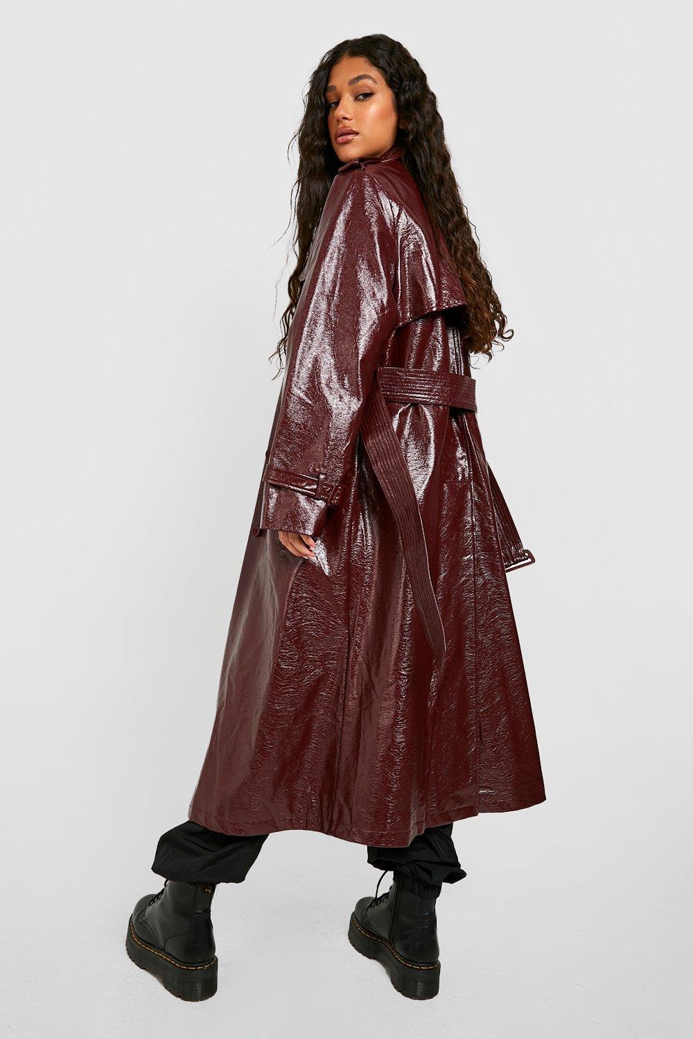 Long vinyl shop trench coat