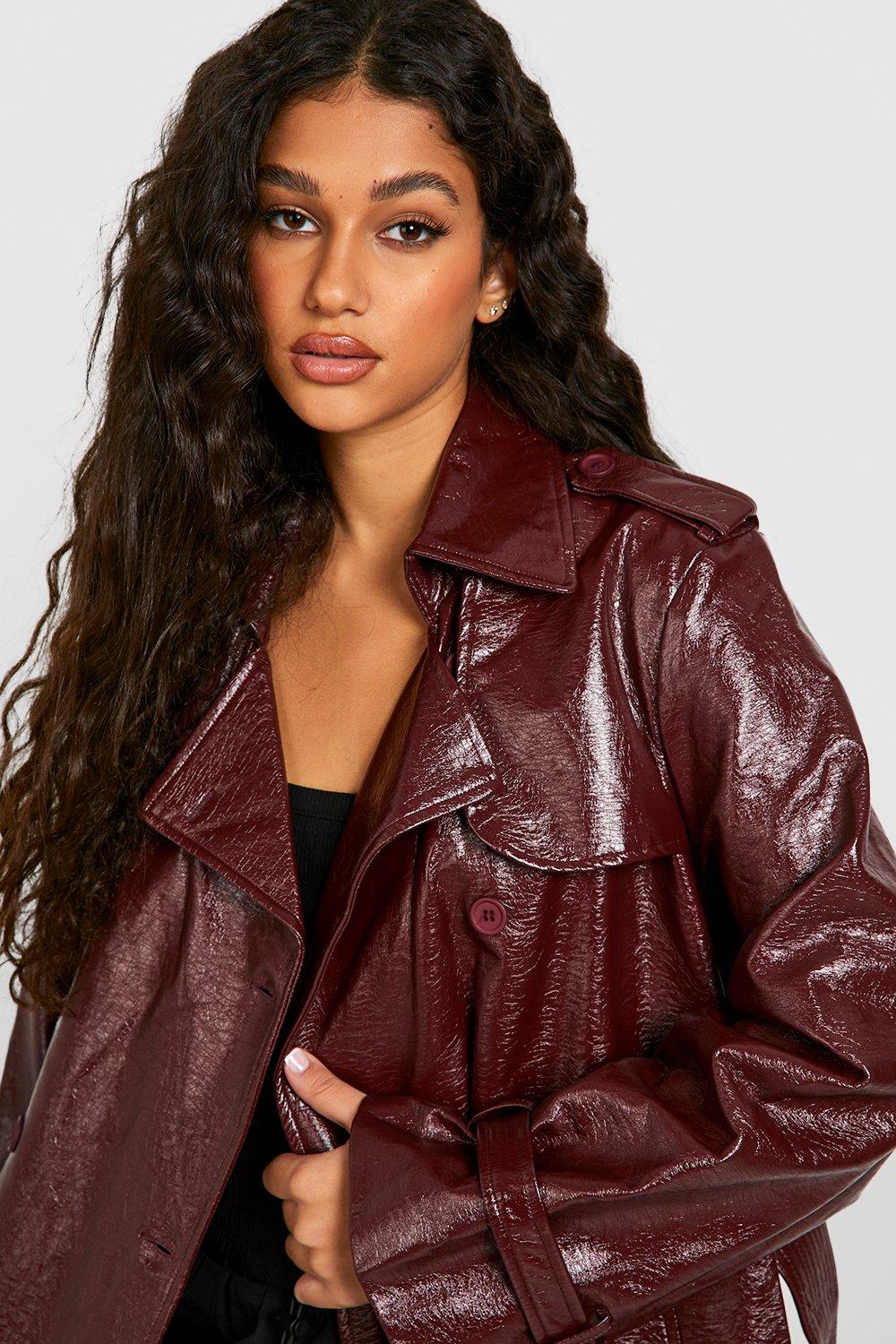 Red hot sale coat boohoo