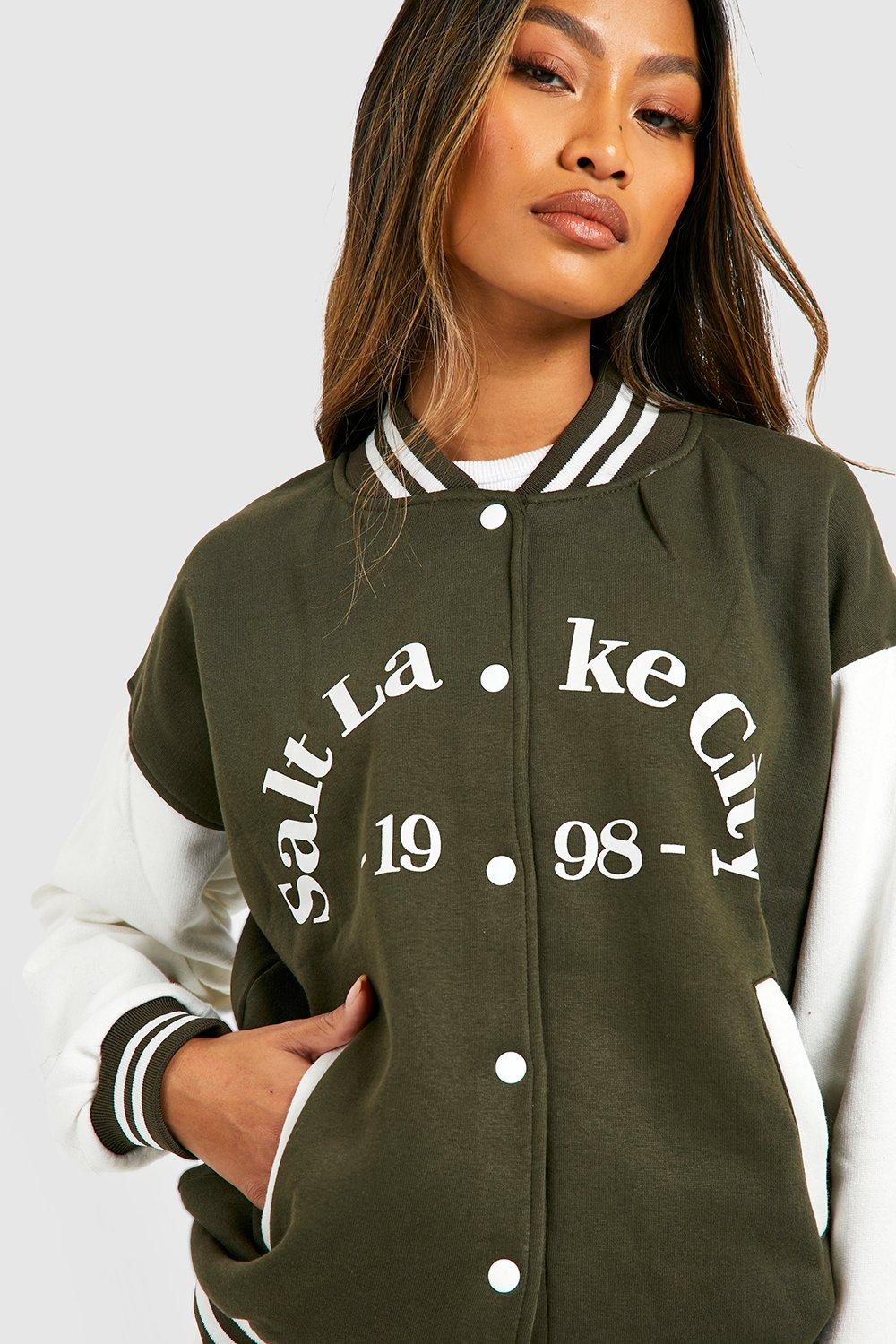 Green varsity jacket on sale womens