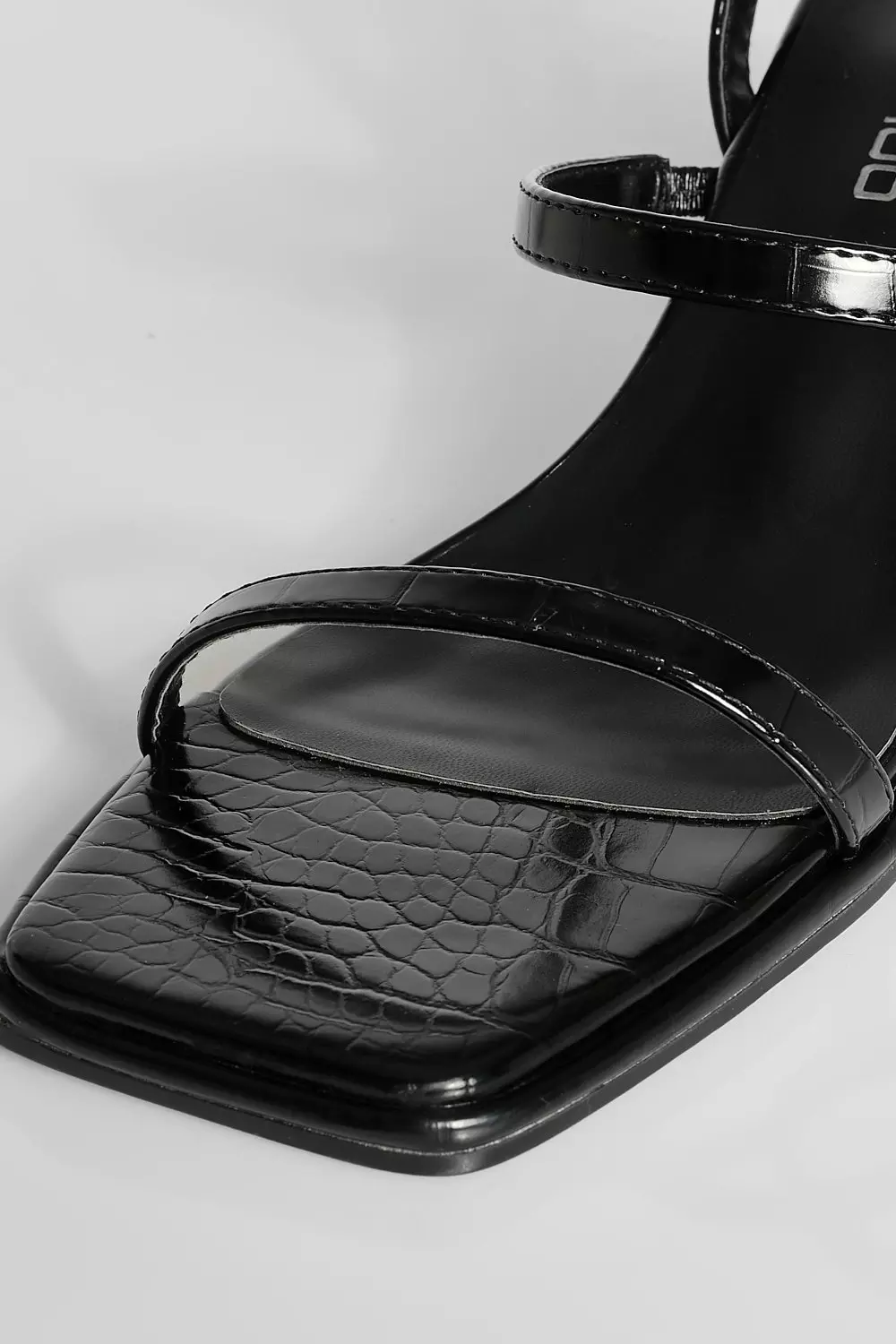 Black Wide Fit Low Block Triple Strap Heel alternative image