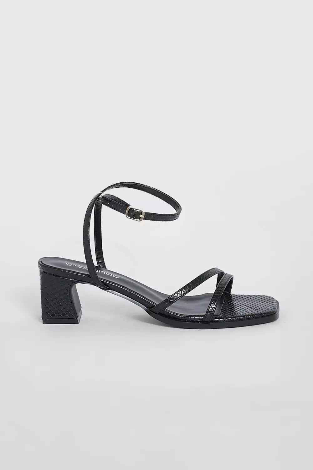 Black Low Block Asymmetric Strap Sandal alternative image
