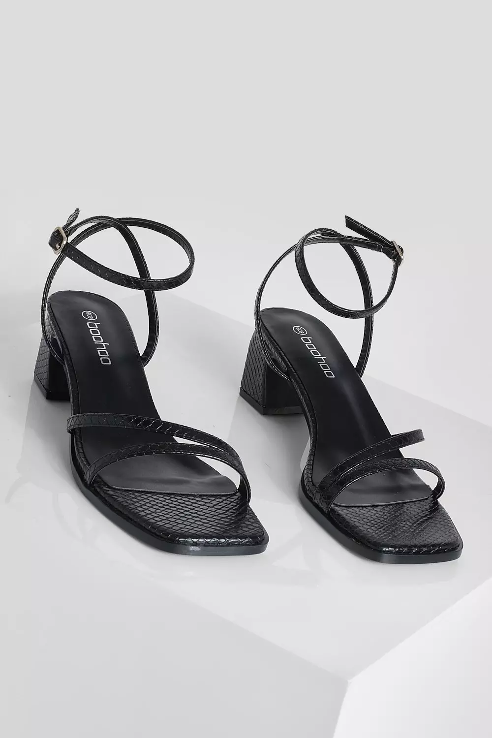 Black Low Block Asymmetric Strap Sandal alternative image