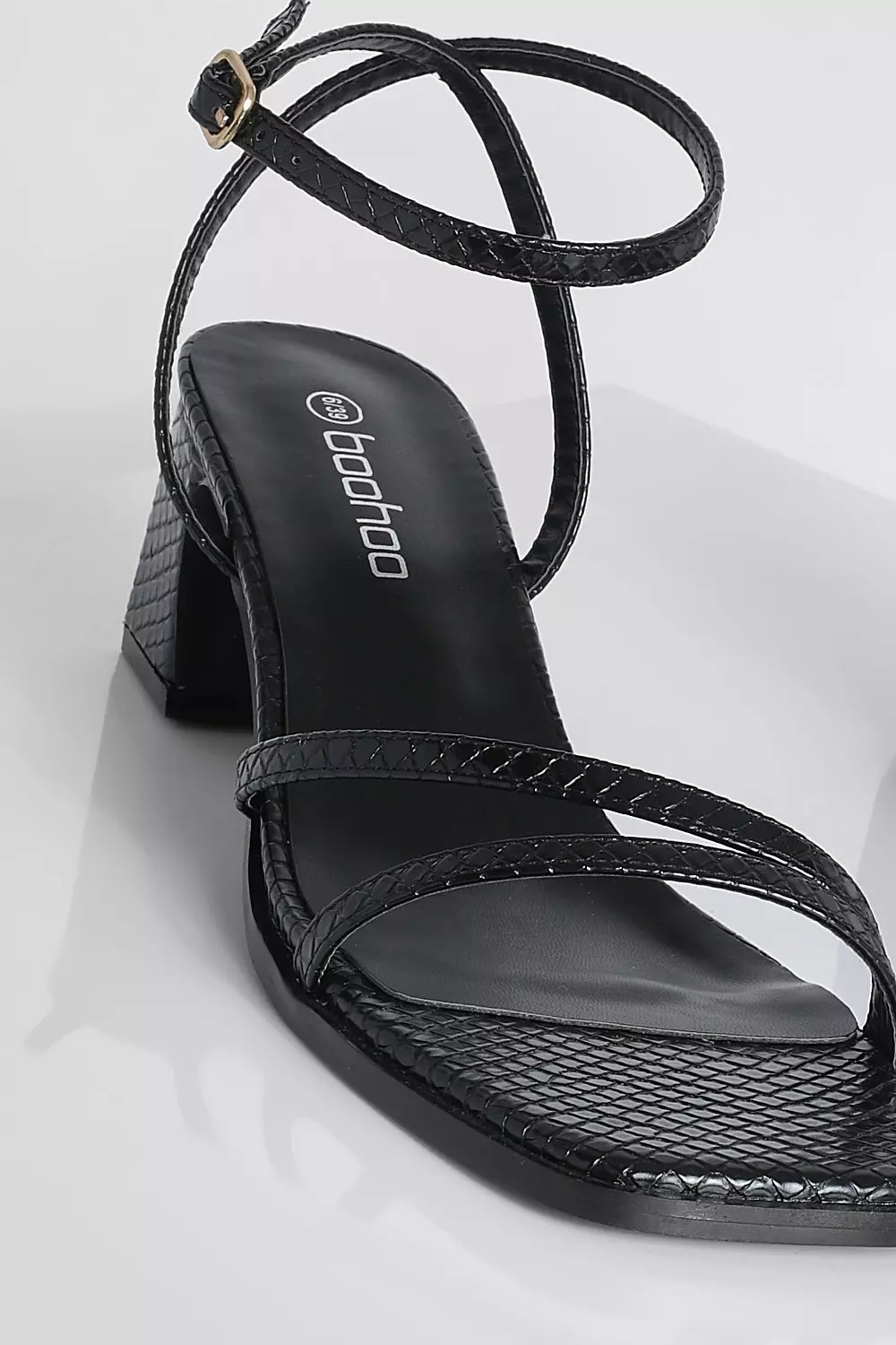 Black Low Block Asymmetric Strap Sandal alternative image
