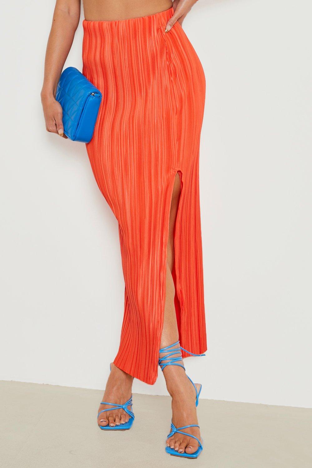 Orange petite shop maxi skirt