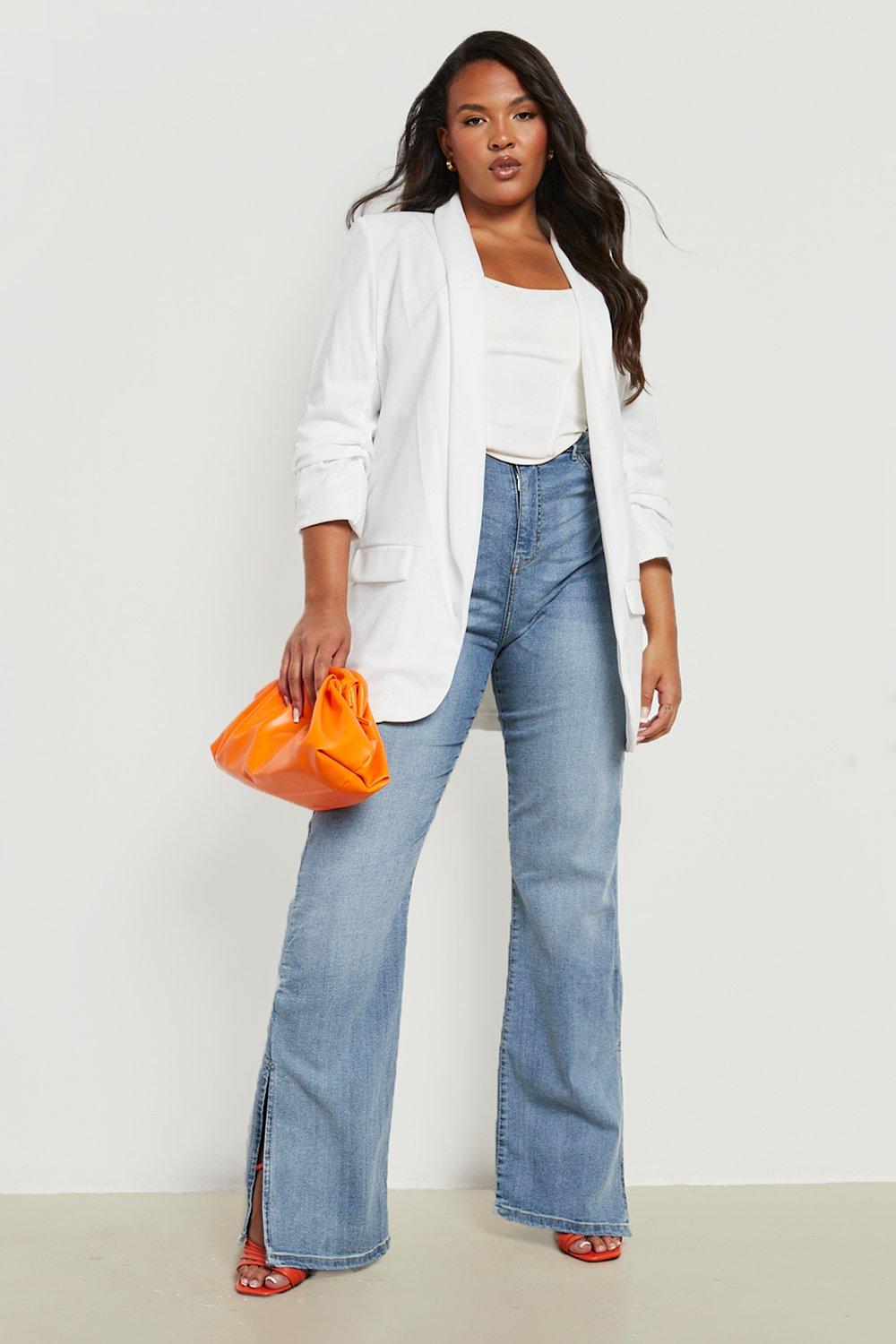 Plus Ruched Sleeve Blazer boohoo