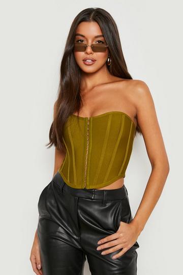 Bandage Hook And Eye Corset Top olive